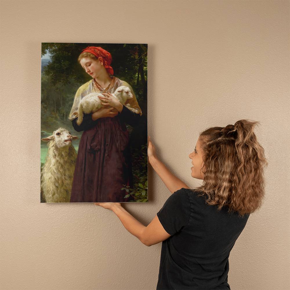 The Sheperdess by William Adolphe Bouguereau Printed on Wrapped Canvas