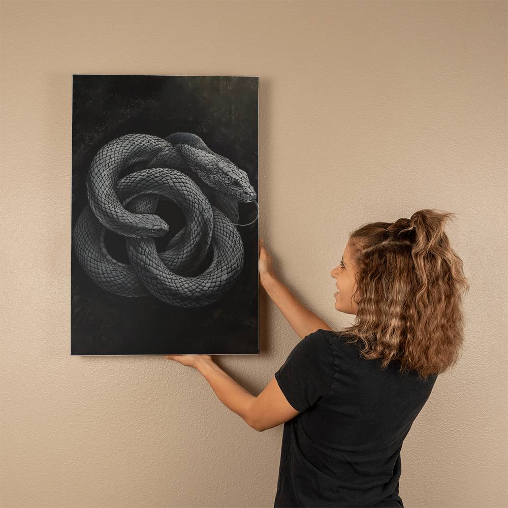 Vivid Black Snake Painting Printed on Wrapped Canvas | Halloween Decor 2024