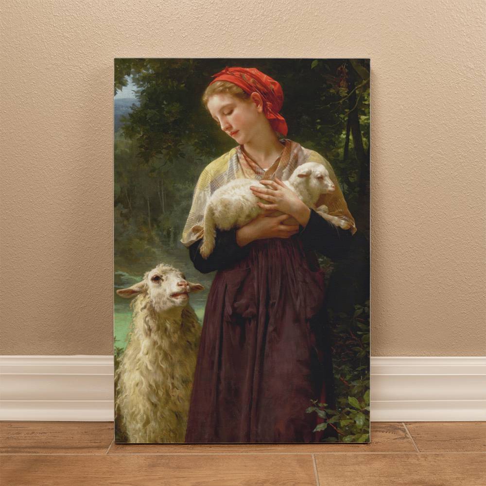 The Sheperdess by William Adolphe Bouguereau Printed on Wrapped Canvas