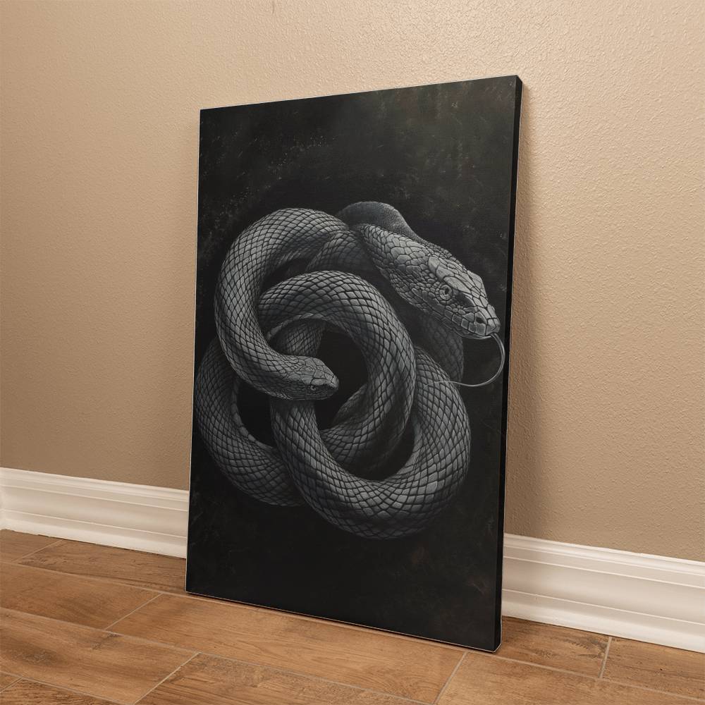 Vivid Black Snake Painting Printed on Wrapped Canvas | Halloween Decor 2024