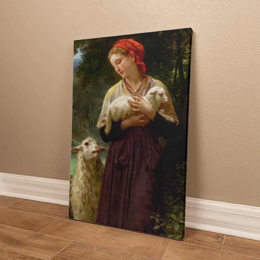 The Sheperdess by William Adolphe Bouguereau Printed on Wrapped Canvas