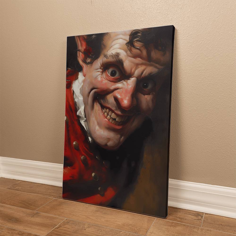 A Man Smirk Painting Printed on Wrapped Canvas | Halloween Decor 2024