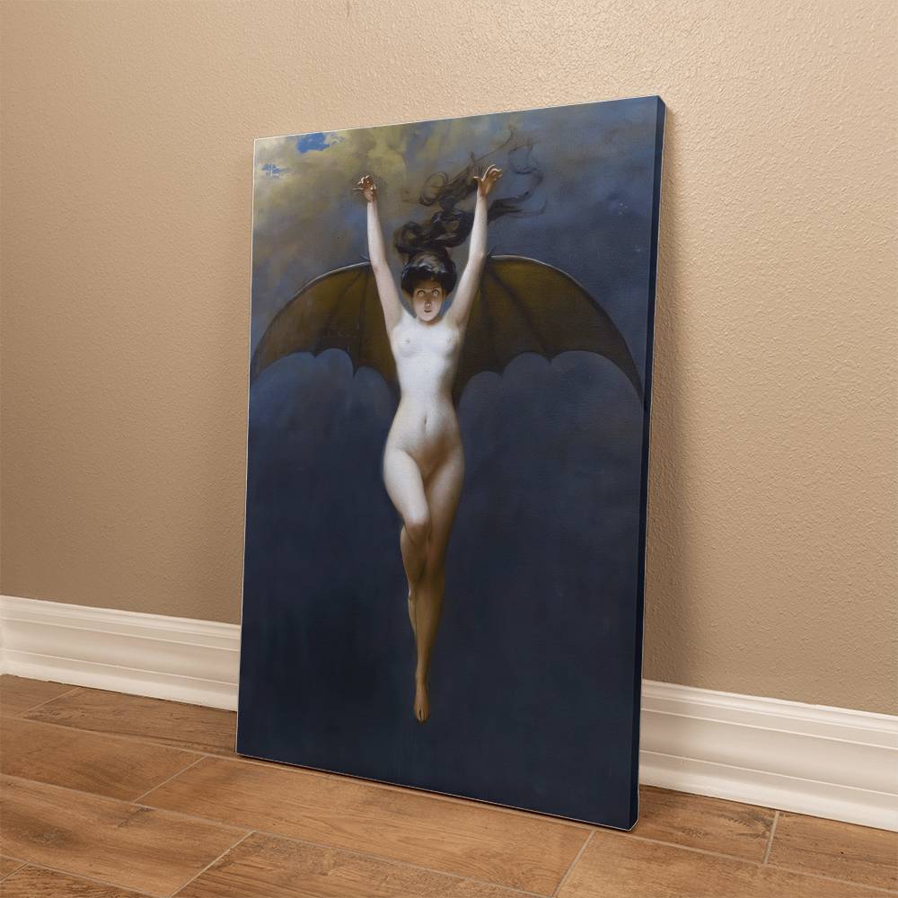 The Bat Woman by Albert Joseph Pénot Printed on Wrapped Canvas | Halloween Decor 2024