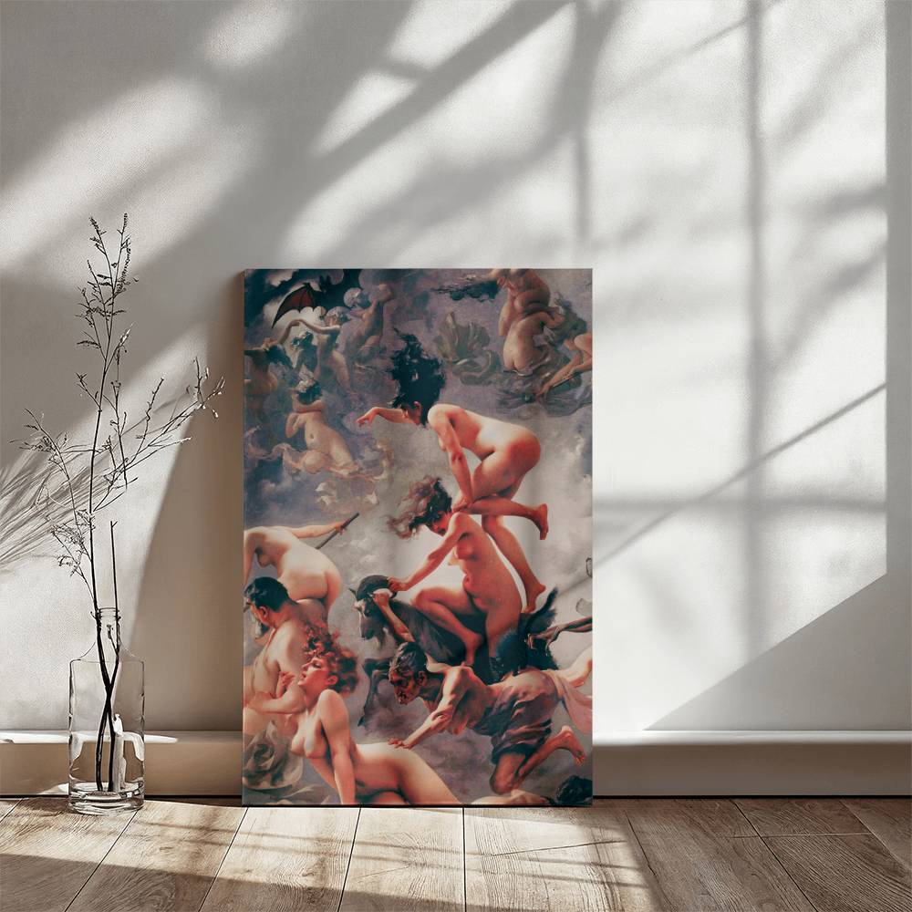 Witches Flying to their Sabbath 1878 by Luis Ricardo Falero Printed on Wrapped Canvas | Halloween Decor 2024