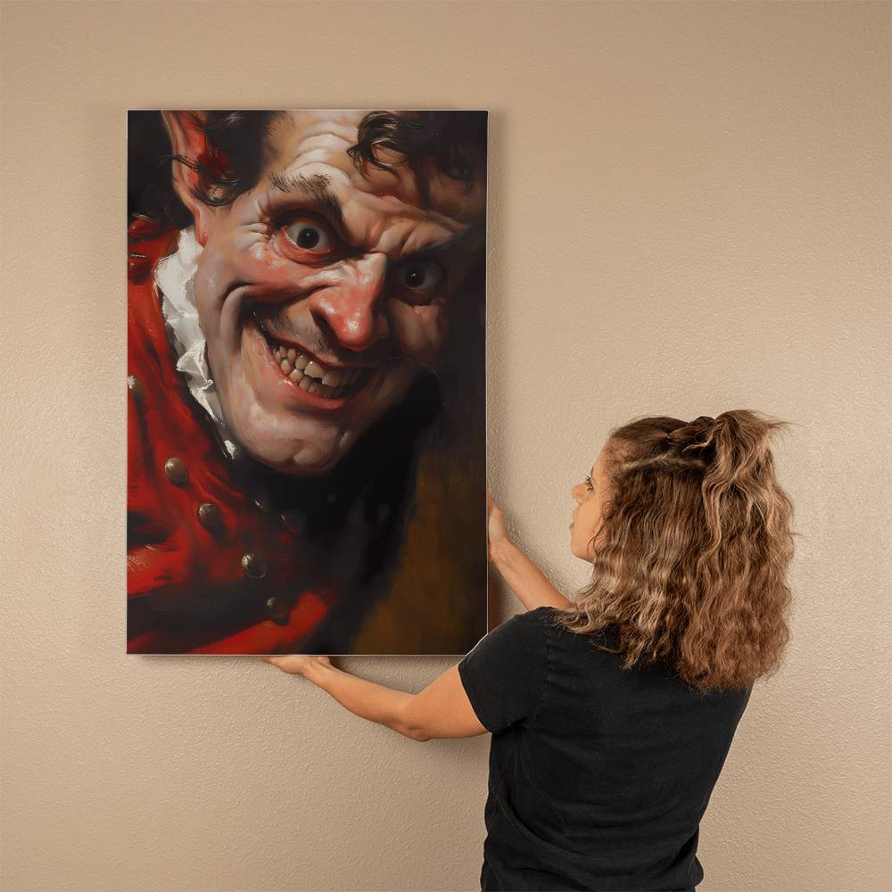 A Man Smirk Painting Printed on Wrapped Canvas | Halloween Decor 2024