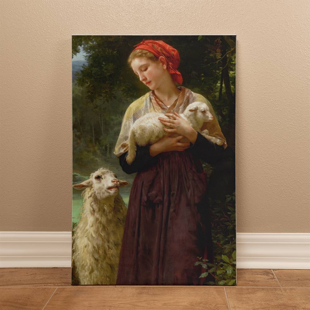 The Sheperdess by William Adolphe Bouguereau Printed on Wrapped Canvas