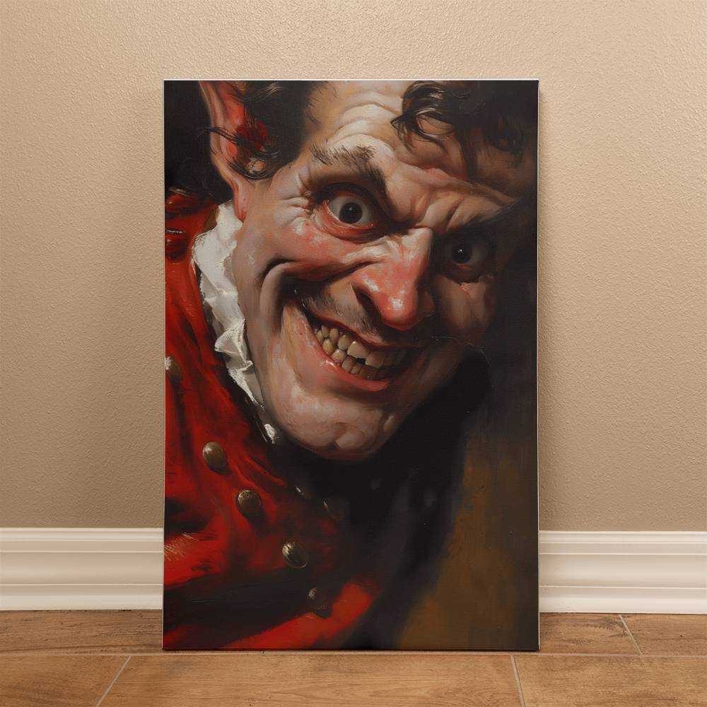 A Man Smirk Painting Printed on Wrapped Canvas | Halloween Decor 2024