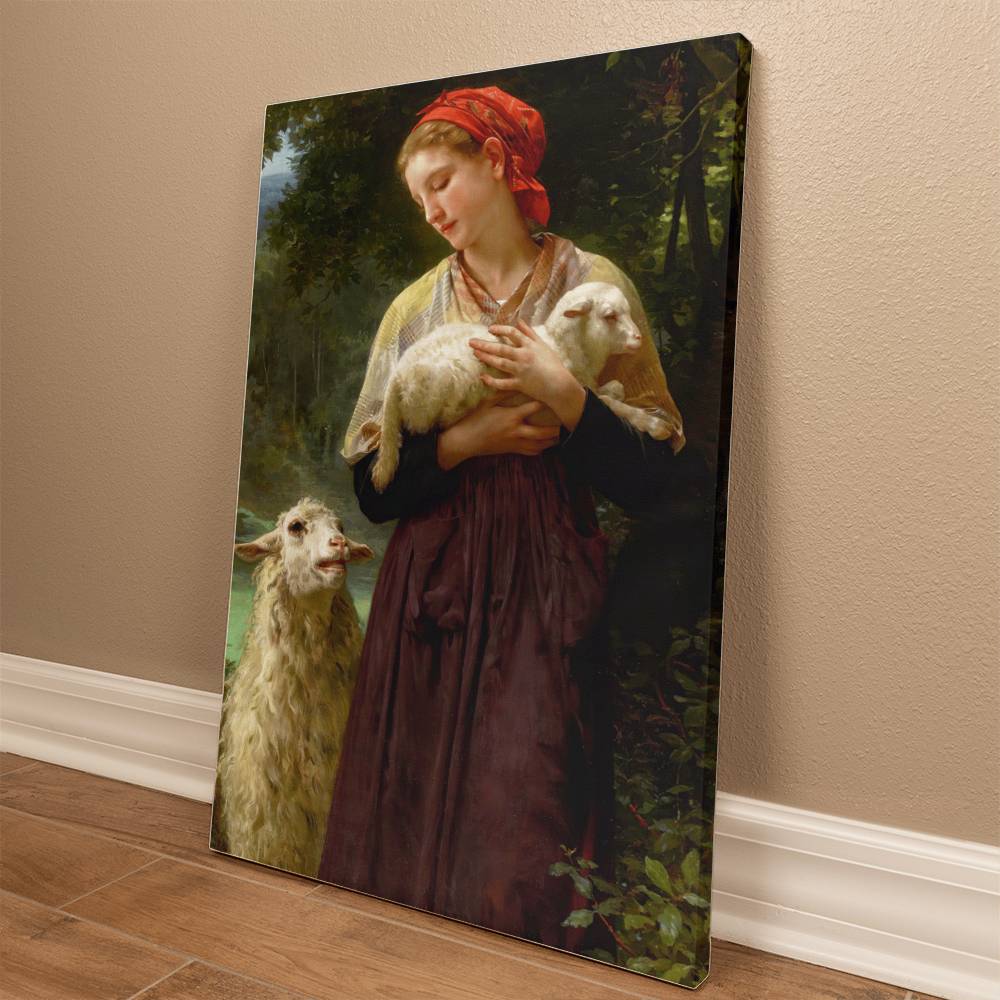 The Sheperdess by William Adolphe Bouguereau Printed on Wrapped Canvas