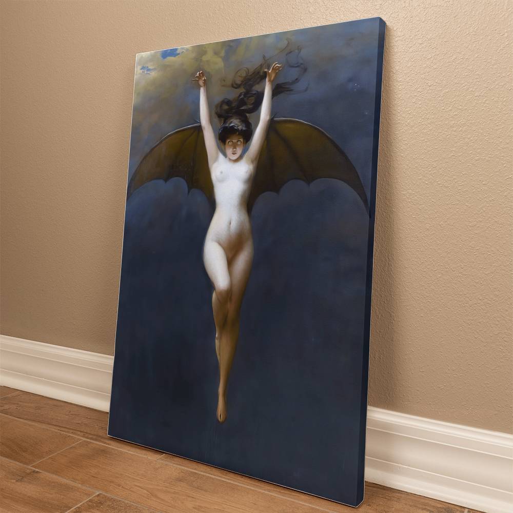 The Bat Woman by Albert Joseph Pénot Printed on Wrapped Canvas | Halloween Decor 2024