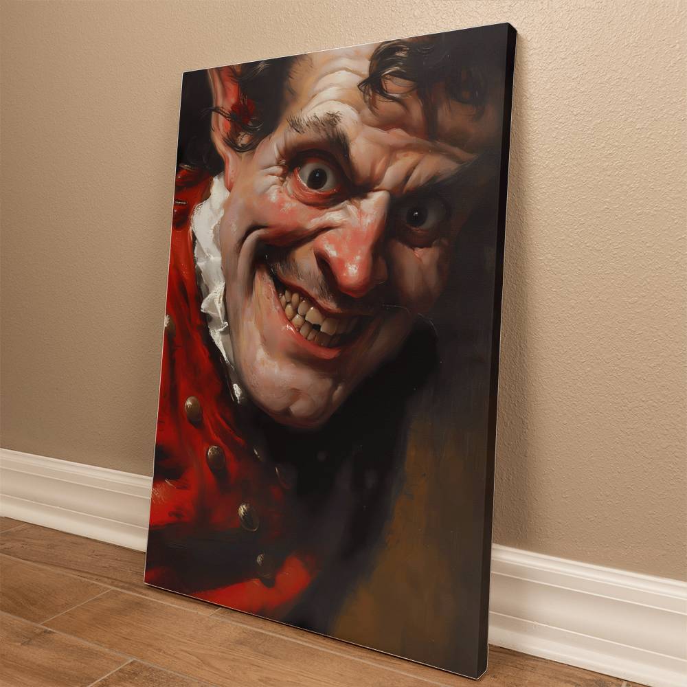 A Man Smirk Painting Printed on Wrapped Canvas | Halloween Decor 2024