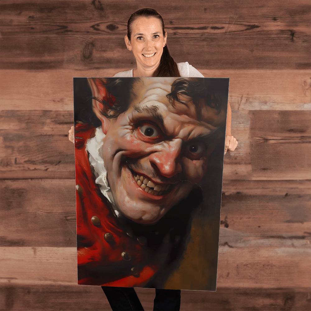 A Man Smirk Painting Printed on Wrapped Canvas | Halloween Decor 2024