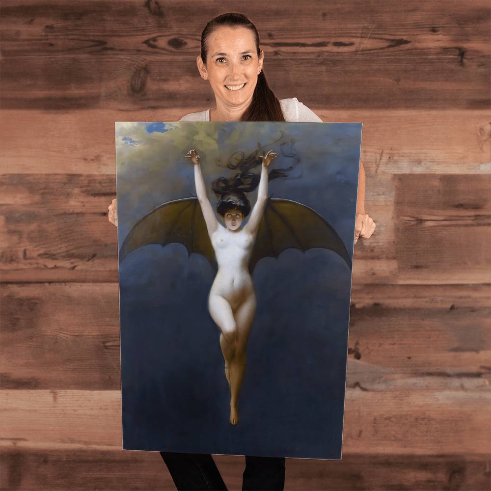 The Bat Woman by Albert Joseph Pénot Printed on Wrapped Canvas | Halloween Decor 2024