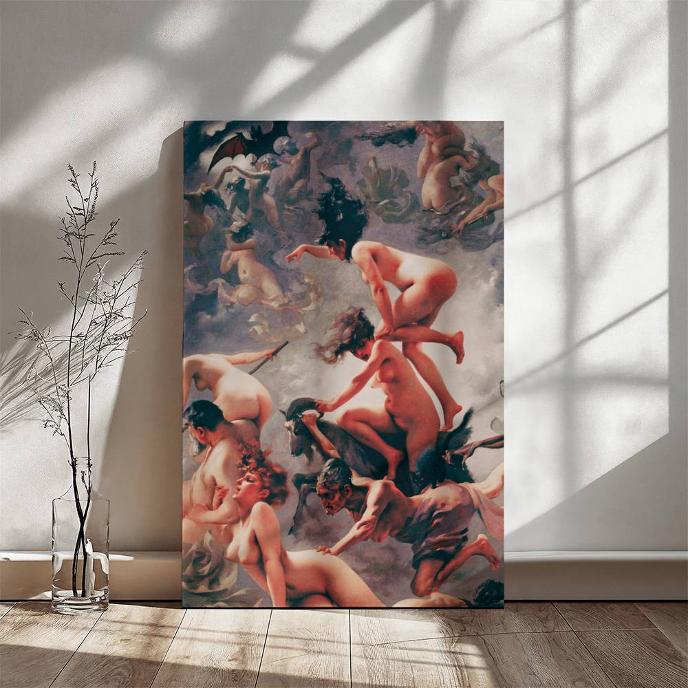 Witches Flying to their Sabbath 1878 by Luis Ricardo Falero Printed on Wrapped Canvas | Halloween Decor 2024