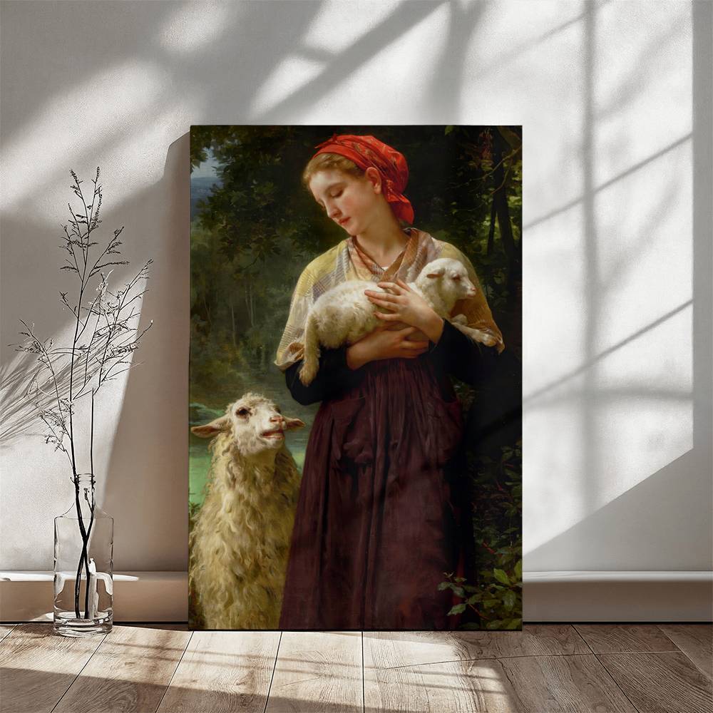 The Sheperdess by William Adolphe Bouguereau Printed on Wrapped Canvas