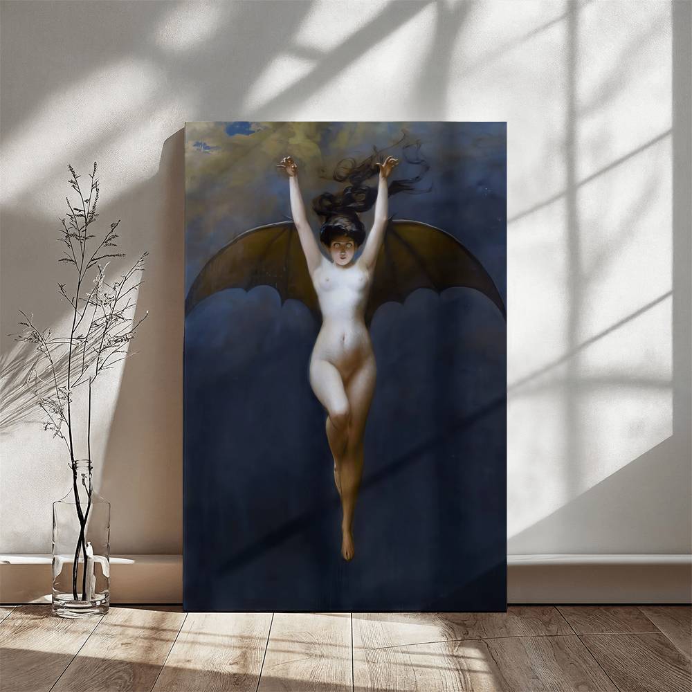 The Bat Woman by Albert Joseph Pénot Printed on Wrapped Canvas | Halloween Decor 2024