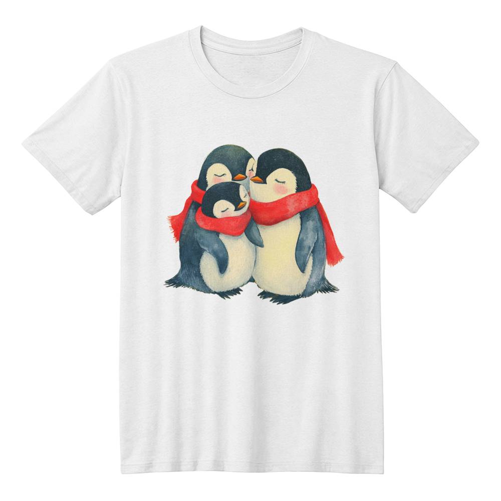 Cute Christmas Shirt 2024 - Chubby Penguin Family