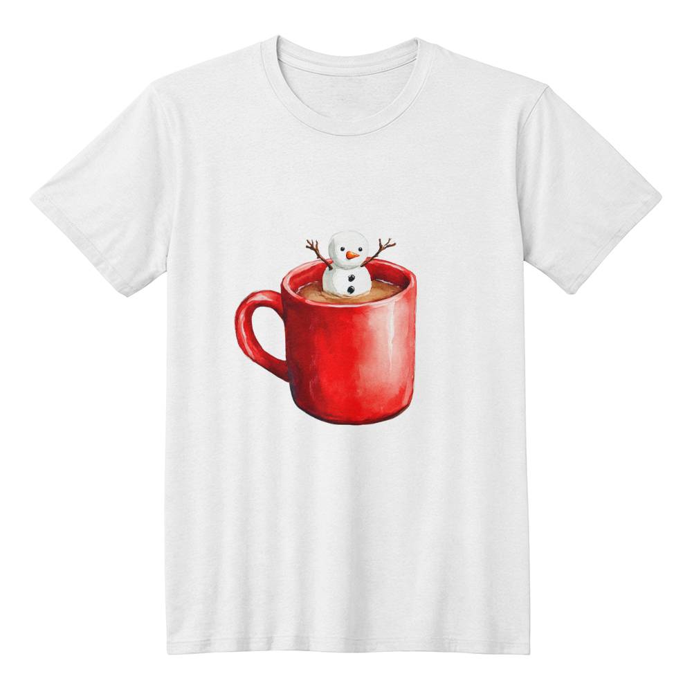 Cute Christmas Gift 2024 - Red Cup of Hot Cocoa with Marshmallow Snowman