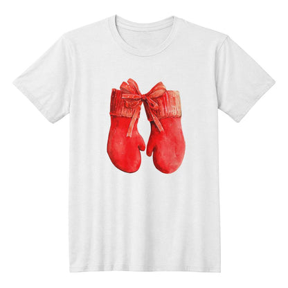 Super Cute Christmas Shirt 2024 - Red Mittens with Ribbon