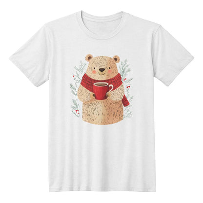 Cute Christmas Shirt 2024 - Fluffy Bear with Red Scarf