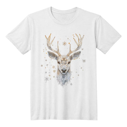 Beautiful Christmas Shirt 2024 - Geometric Deer Head with Snowflakes