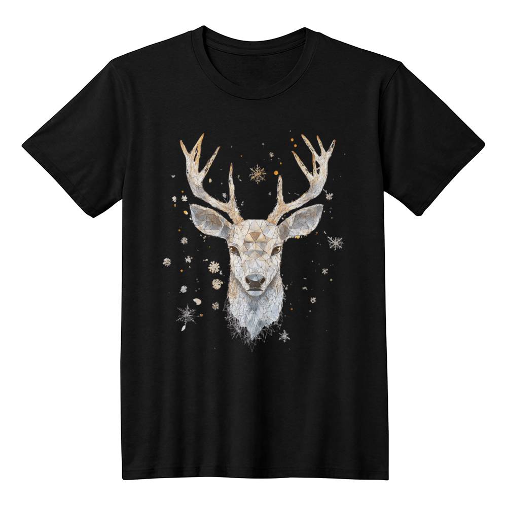 Beautiful Christmas Shirt 2024 - Geometric Deer Head with Snowflakes