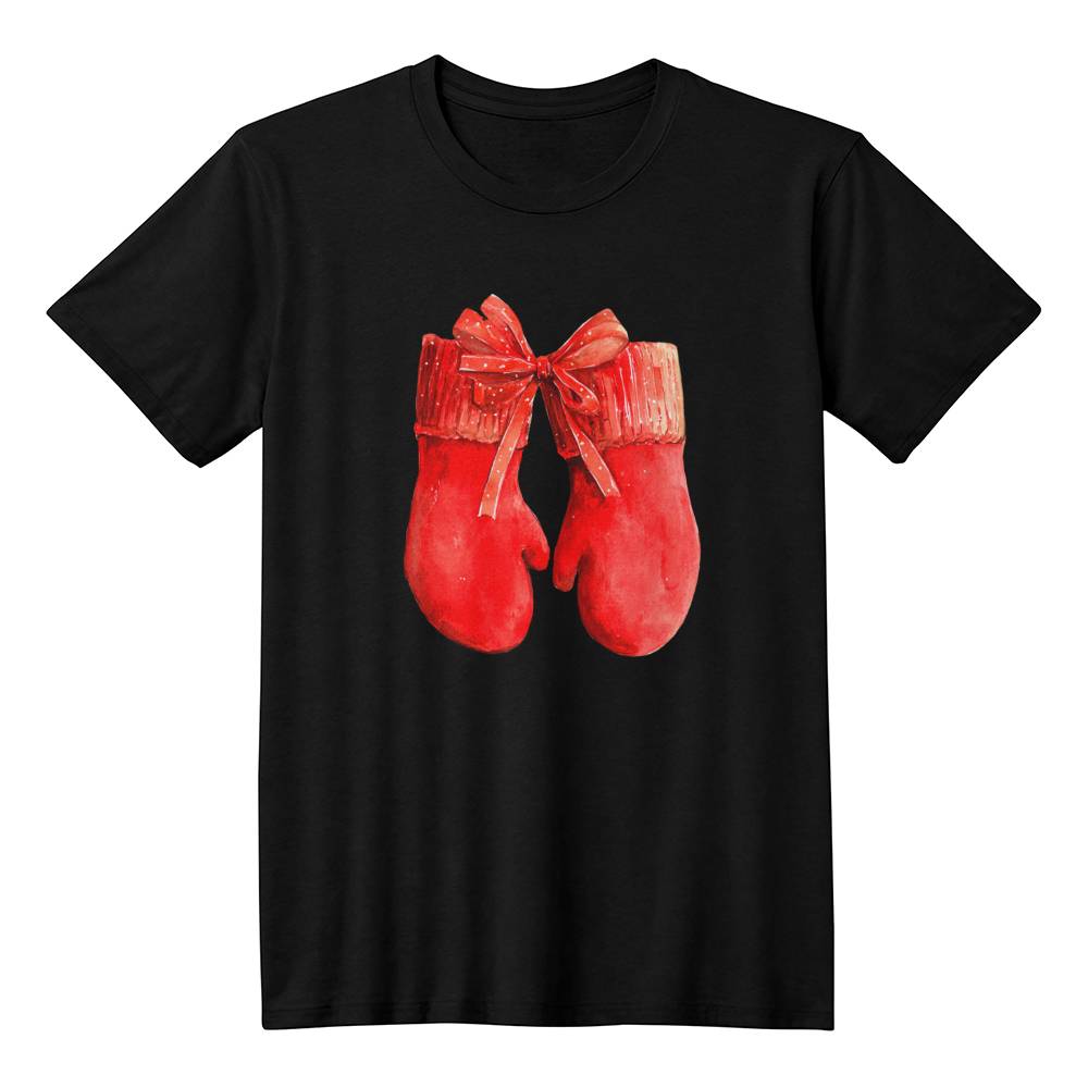 Super Cute Christmas Shirt 2024 - Red Mittens with Ribbon