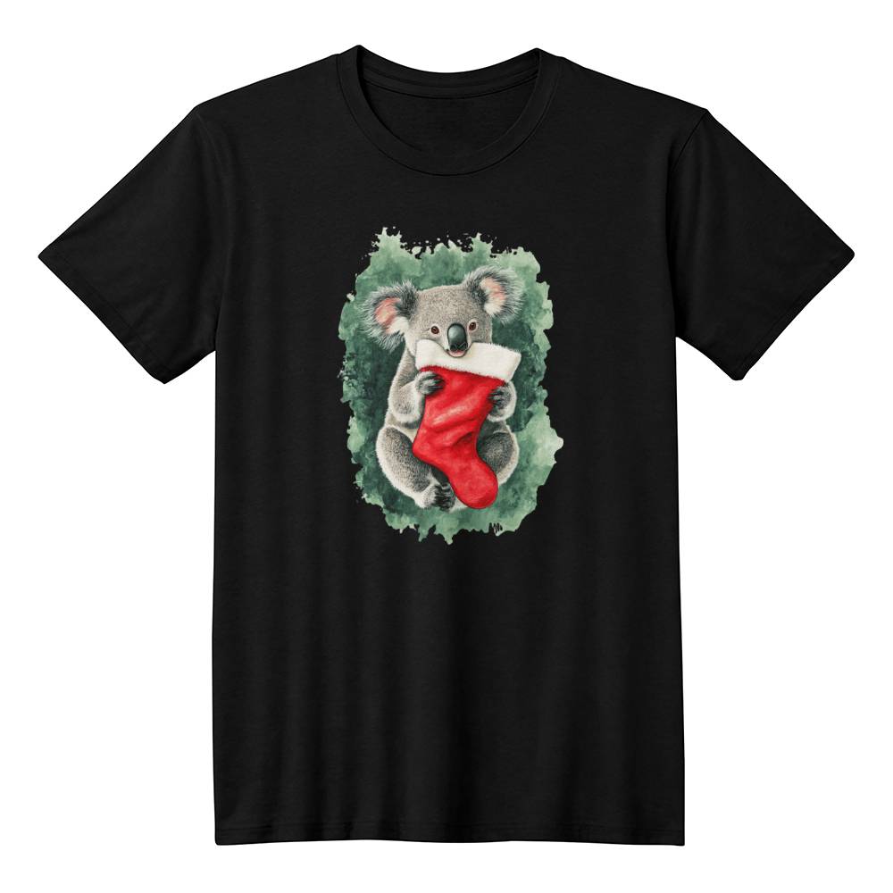 Cute Animal Christmas Shirt 2024 - Koala Holding a Red Christmas Stocking