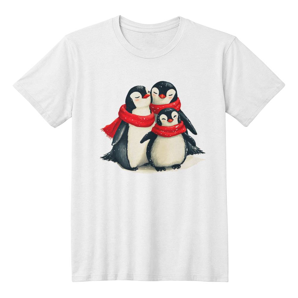 Cute Christmas Shirt 2024 - Heart Warming Penguin Family