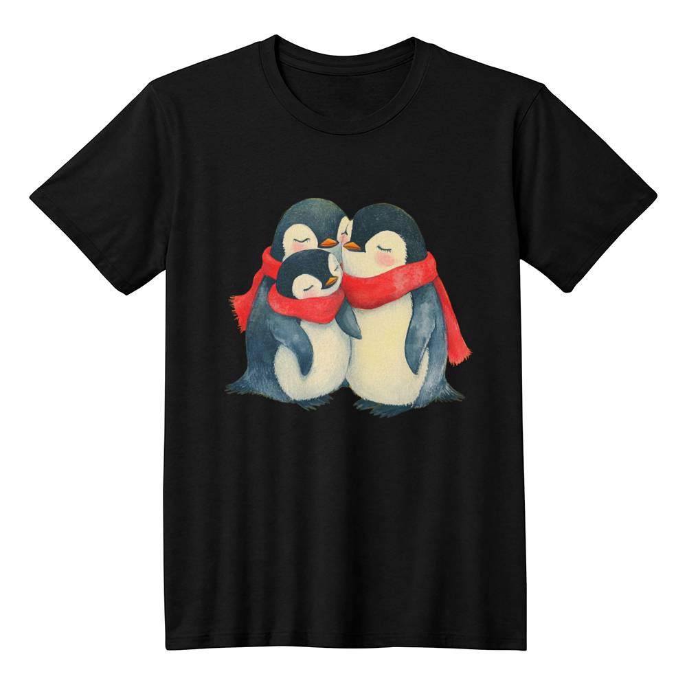 Cute Christmas Shirt 2024 - Chubby Penguin Family