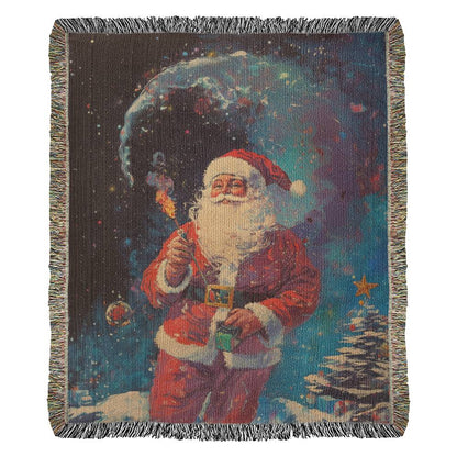 Psychadelic Santa Claus on Woven Blanket - Perfect Christmas & Winter Decor 2024