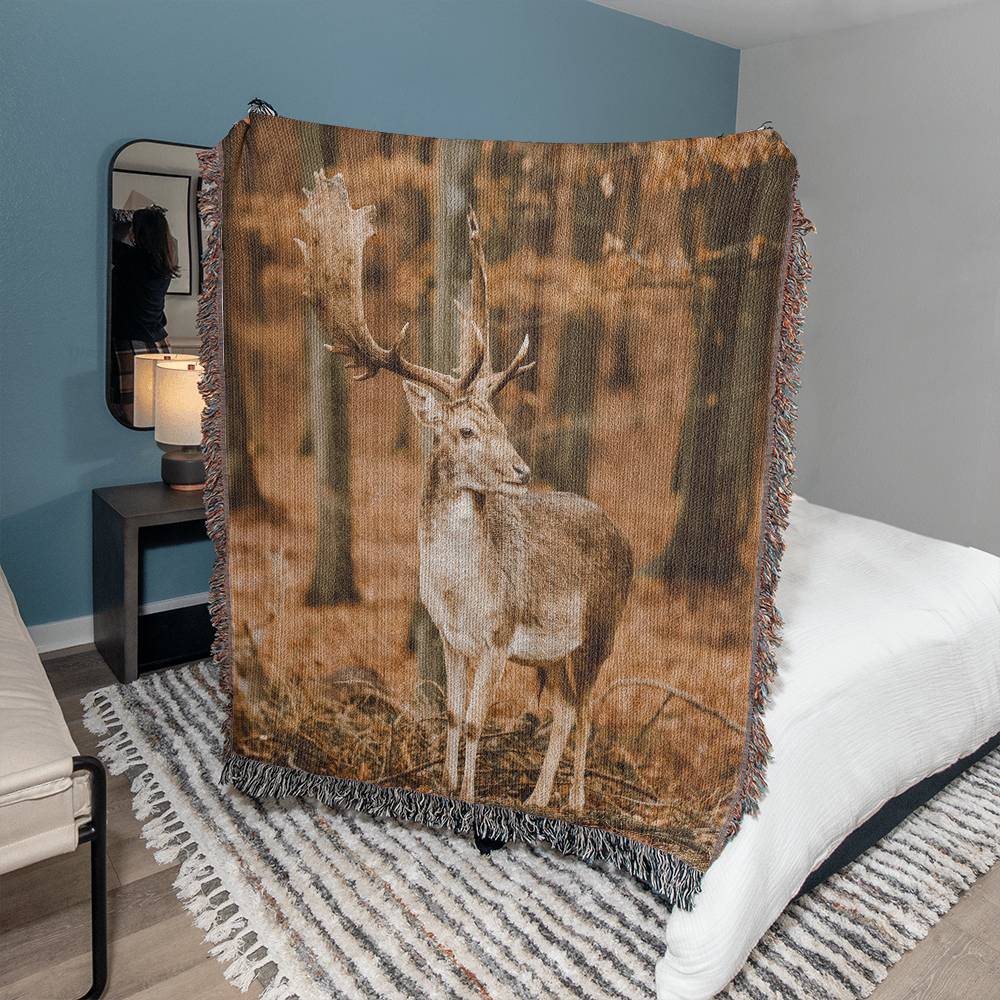 A Deer in Autumn Forest on Heirloom Tapestry | Fall Wall Art 2024