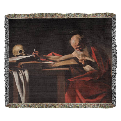 Saint Jerome in His Study by Caravaggio on a Heirloom Tapestry