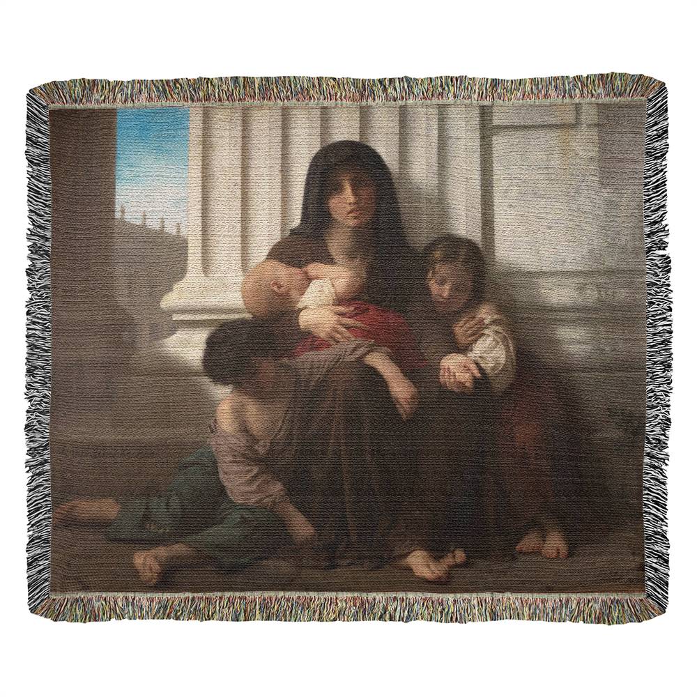 Indigent Family (Charity) by William Bouguereau Printed on Heirloom Tapestry