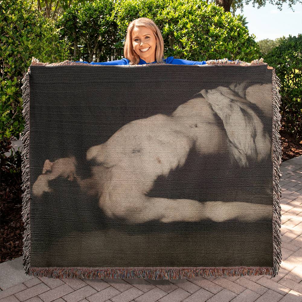 A Man Laying on the Floor Printed on Heirloom Tapestry