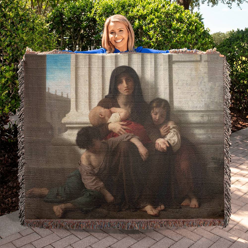 Indigent Family (Charity) by William Bouguereau Printed on Heirloom Tapestry