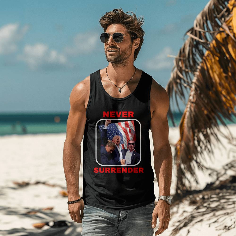 Never Surrender Trump Tank Top | Trump Shooting Tank Top