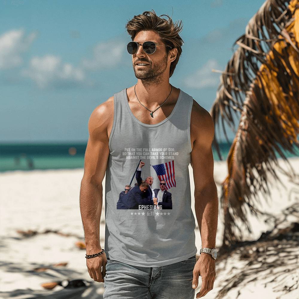 Ephesians 6: 11 Trump Shooting Tank Top | Stand With Trump