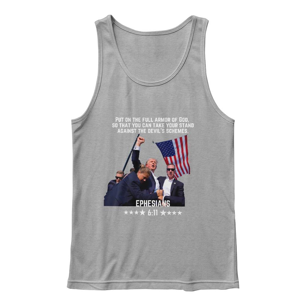 Ephesians 6: 11 Trump Shooting Tank Top | Stand With Trump