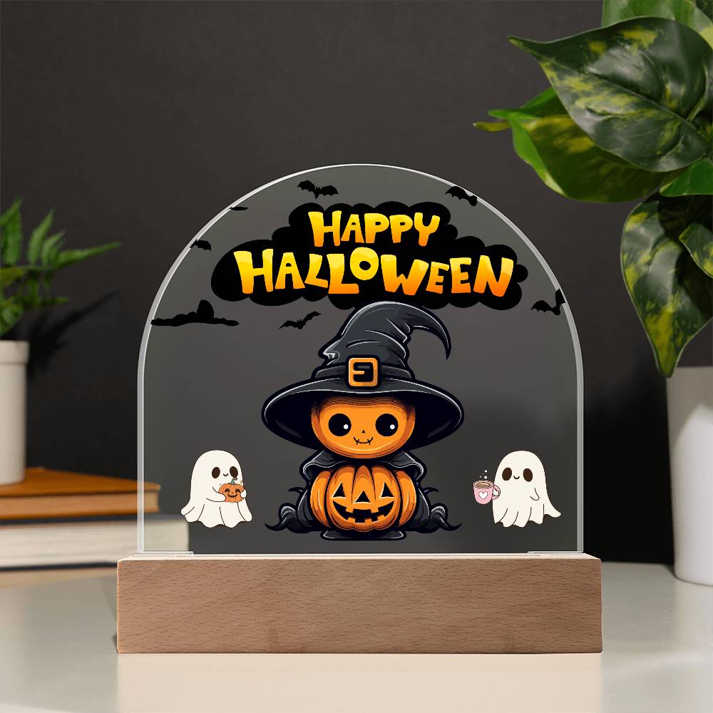 Happy Halloween Cute Pumpkin Home Decor | Acrylic Plaque with LED Light