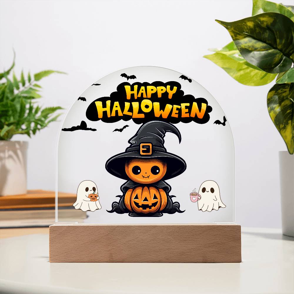 Happy Halloween Cute Pumpkin Home Decor | Acrylic Plaque with LED Light