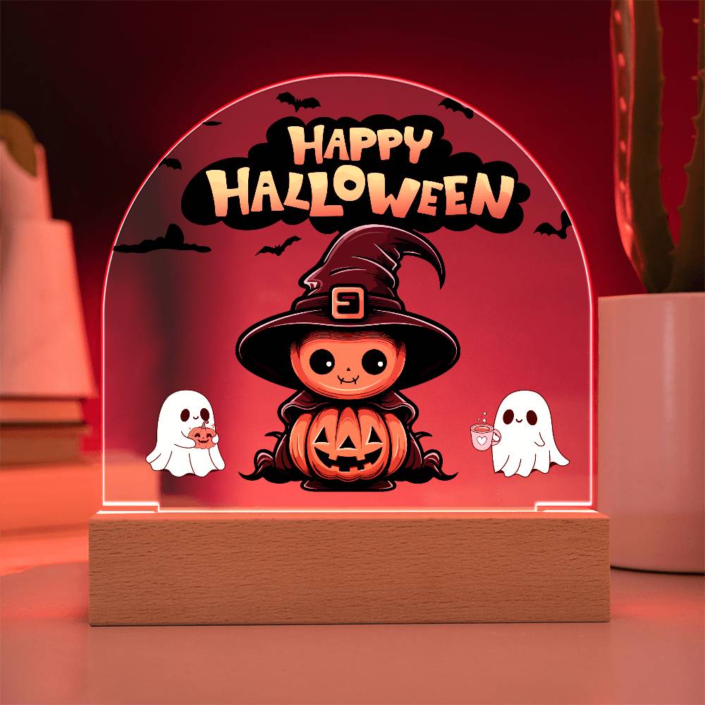 Happy Halloween Cute Pumpkin Home Decor | Acrylic Plaque with LED Light