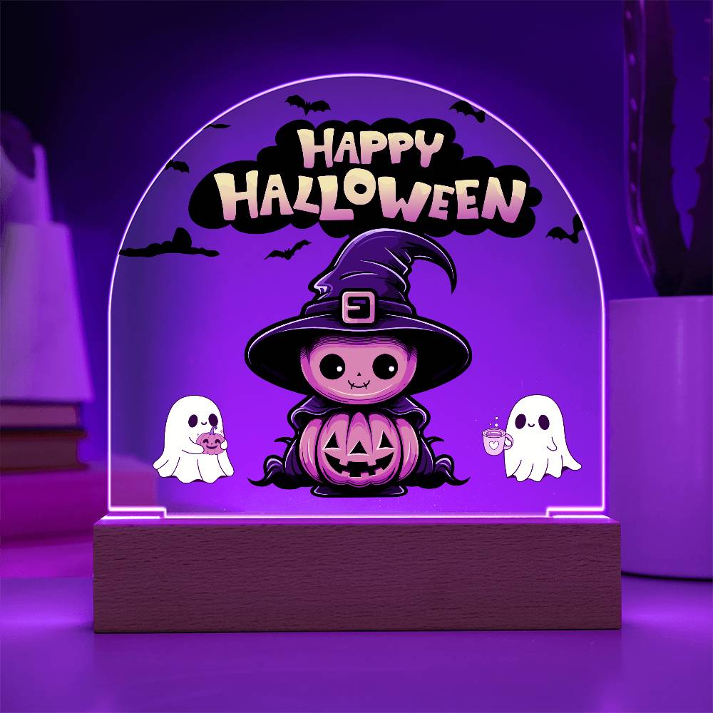 Happy Halloween Cute Pumpkin Home Decor | Acrylic Plaque with LED Light