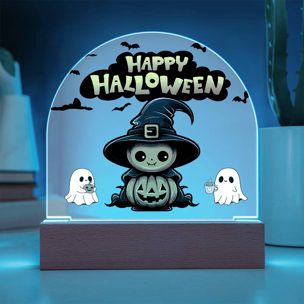 Happy Halloween Cute Pumpkin Home Decor | Acrylic Plaque with LED Light