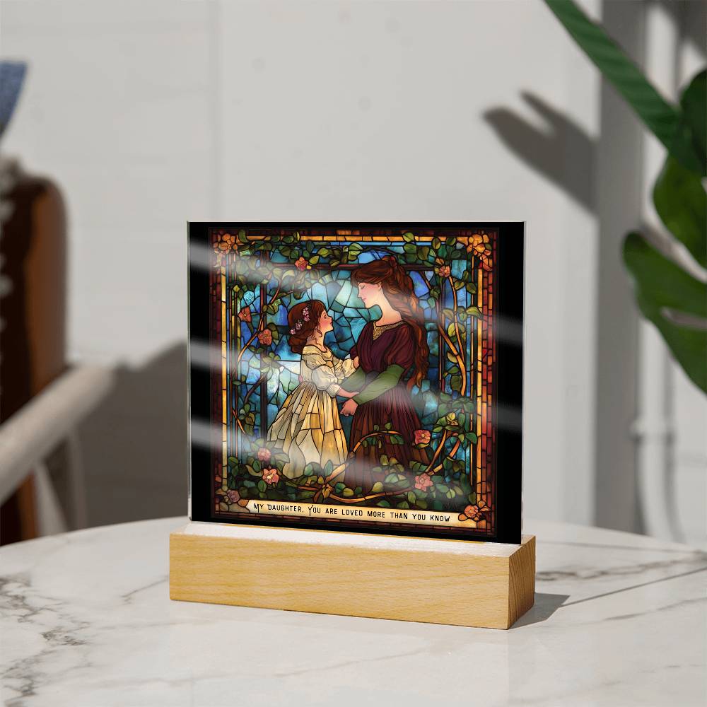 Faux Stained Glass Acrylic Plaque | Emotional Gift from Mother to Daughter