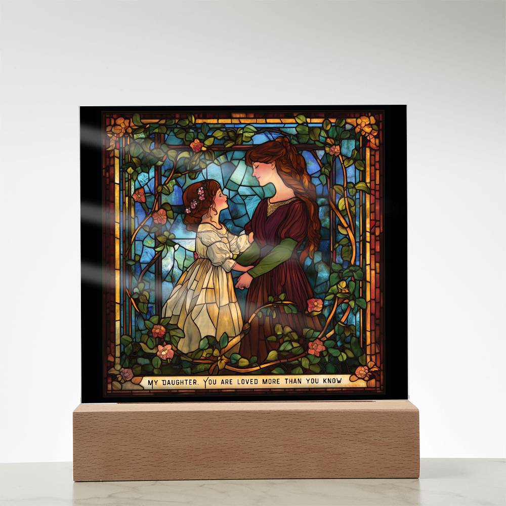 Faux Stained Glass Acrylic Plaque | Emotional Gift from Mother to Daughter