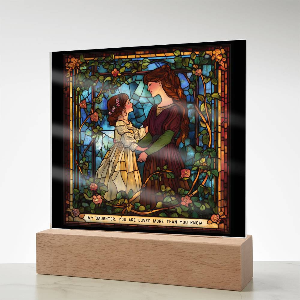 Faux Stained Glass Acrylic Plaque | Emotional Gift from Mother to Daughter