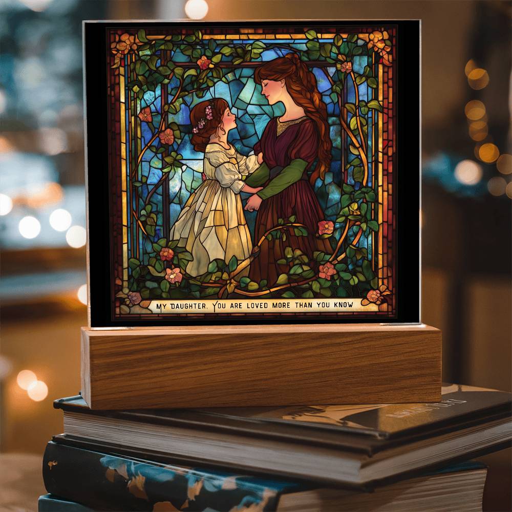 Faux Stained Glass Acrylic Plaque | Emotional Gift from Mother to Daughter