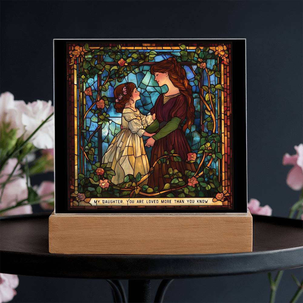 Faux Stained Glass Acrylic Plaque | Emotional Gift from Mother to Daughter