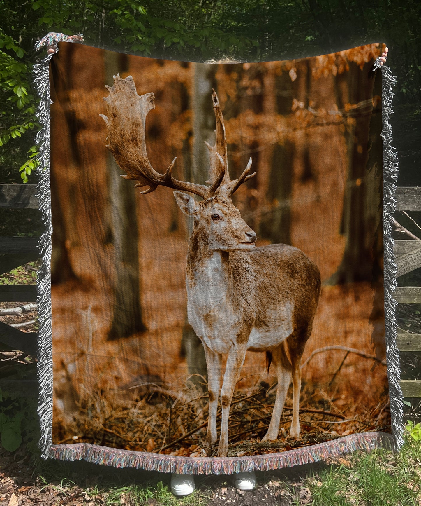 A Deer in Autumn Forest on Heirloom Tapestry | Fall Wall Art 2024